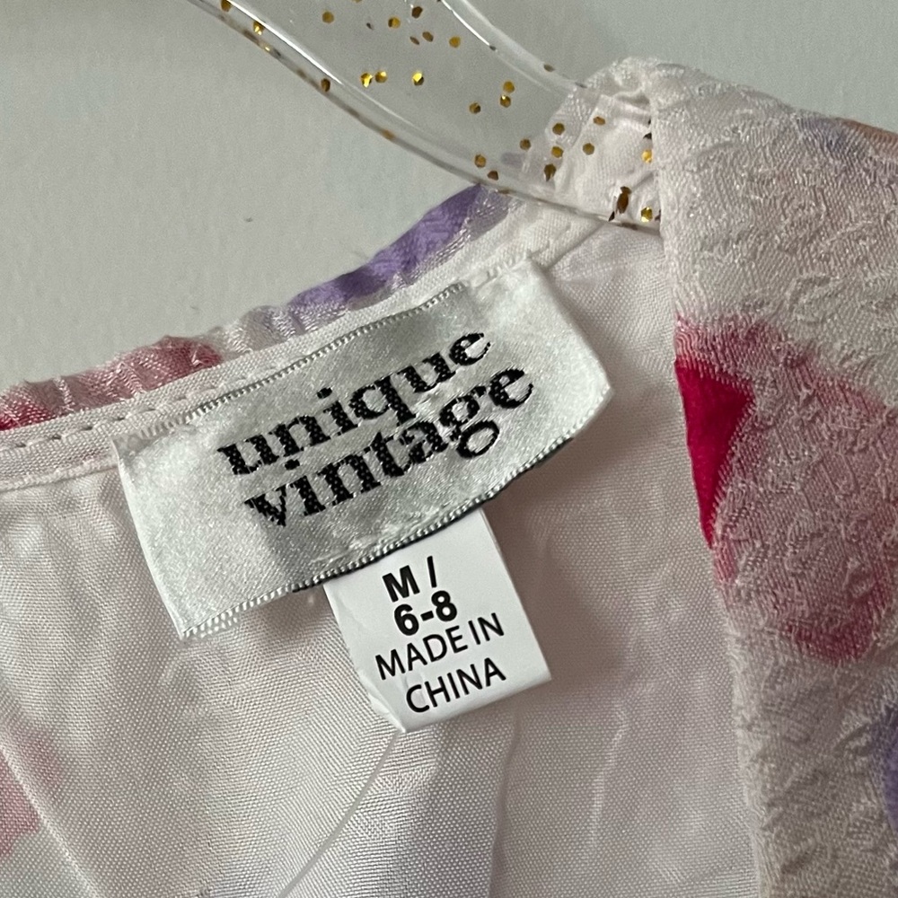 NWT Unique Vintage White & Multi Hearts Crinkle Libby Swing Dress - Picture 8 of 8